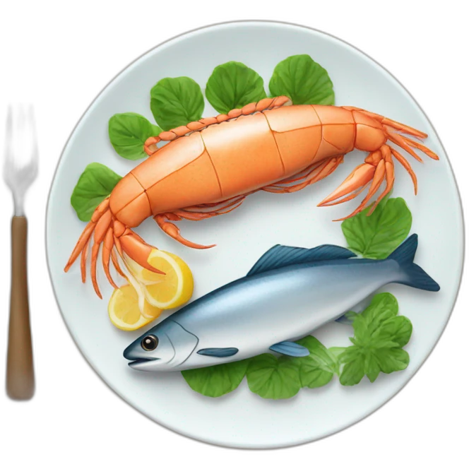 different seafoods on a plate emoji