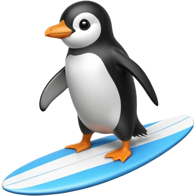 a penguin surfing emoji