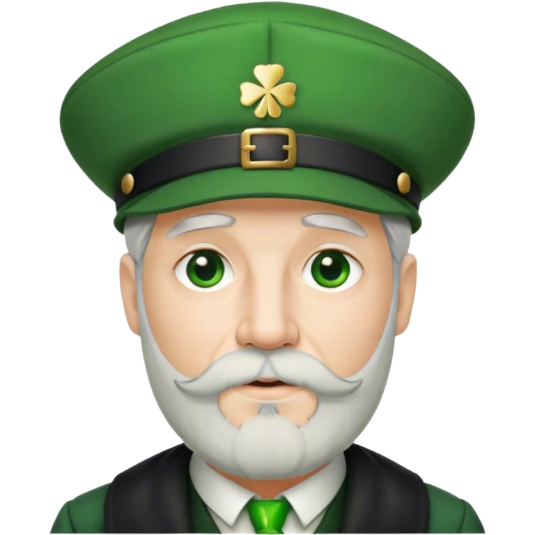 Tall grey haired man with goatee wearing a green peaky hat and kilt st. Patrick’s Day emoji