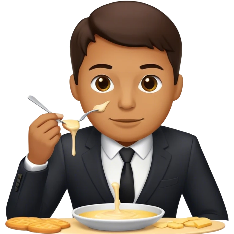 Bank manager eating Fondue emoji
