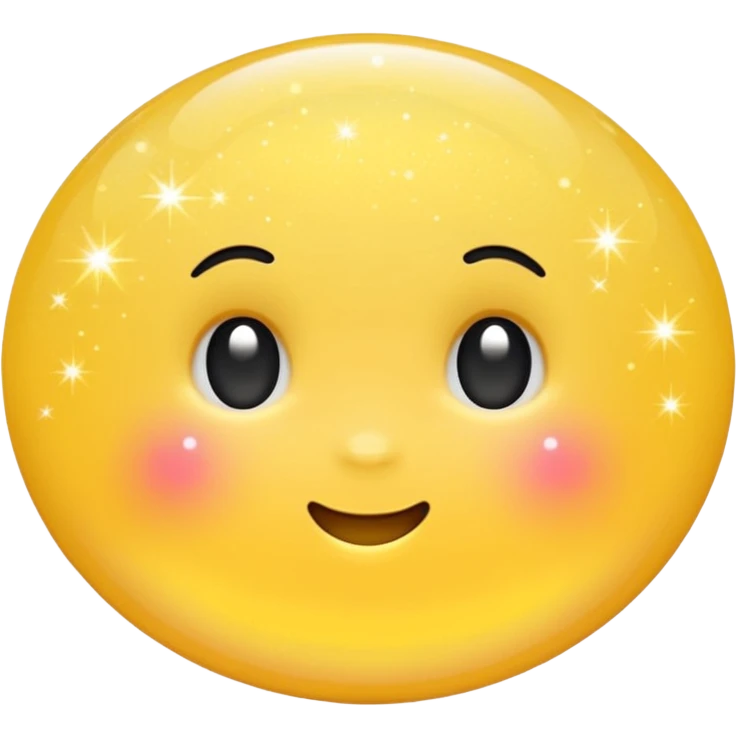 Generate a high-quality 3D cartoon-style emoji of yellow glitter, sparkling effect, smooth gradient colors, rounded and cute appearance, simple white background, high-resolution.
 emoji