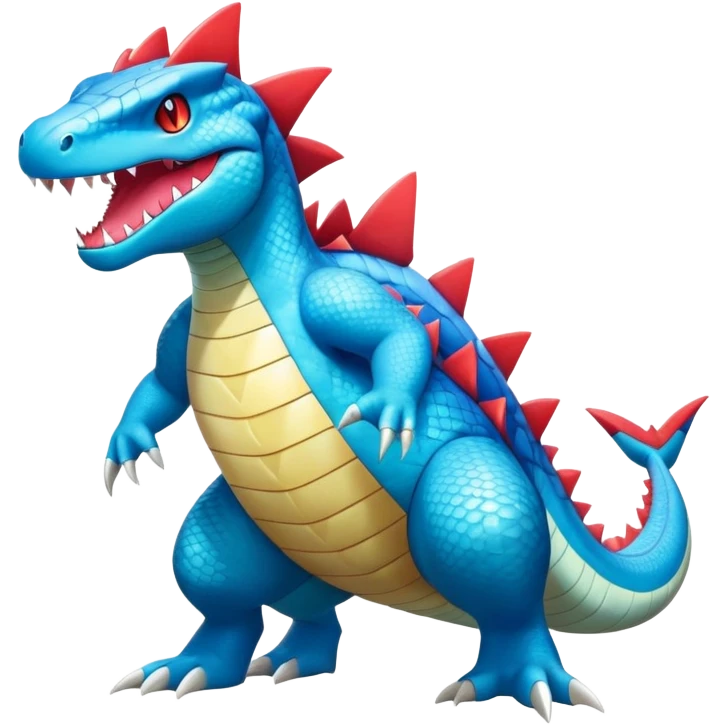Shiny Exotic Colorful epic Gabite-Salamence-Koraidon-Feraligatr-Fakémon-hybrid-creature (full body)  emoji