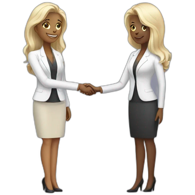 two white business women with different hair colors shaking hands emoji