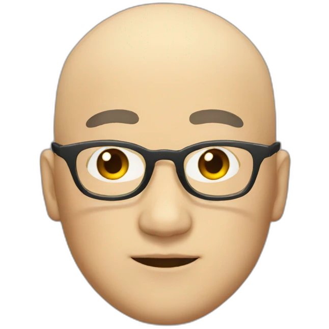 Bald, round glasses Japanese, 40 years old. emoji