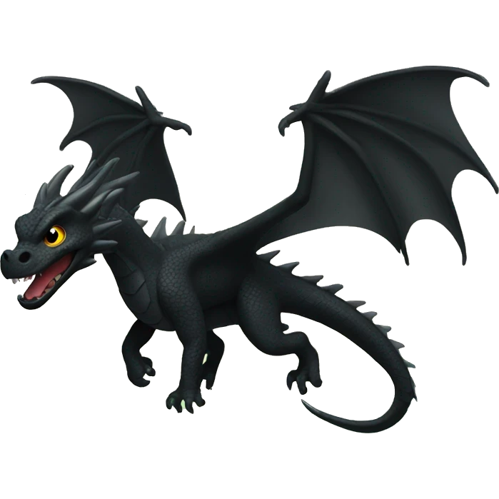 Black dragon flying over forest emoji
