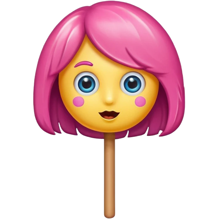 cute lollipop with eyes and hair and charactarized like cartoon but doesnt look like human emoji