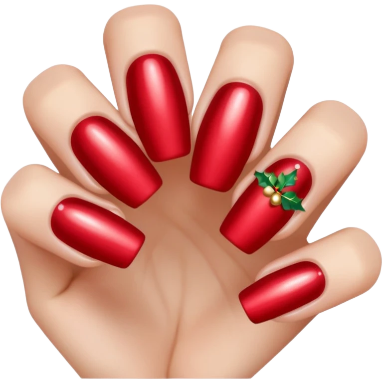 create a nail design that is red, aesthetic, christmas, and girly emoji