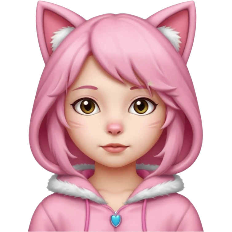 girl kid in pink cat costume emoji