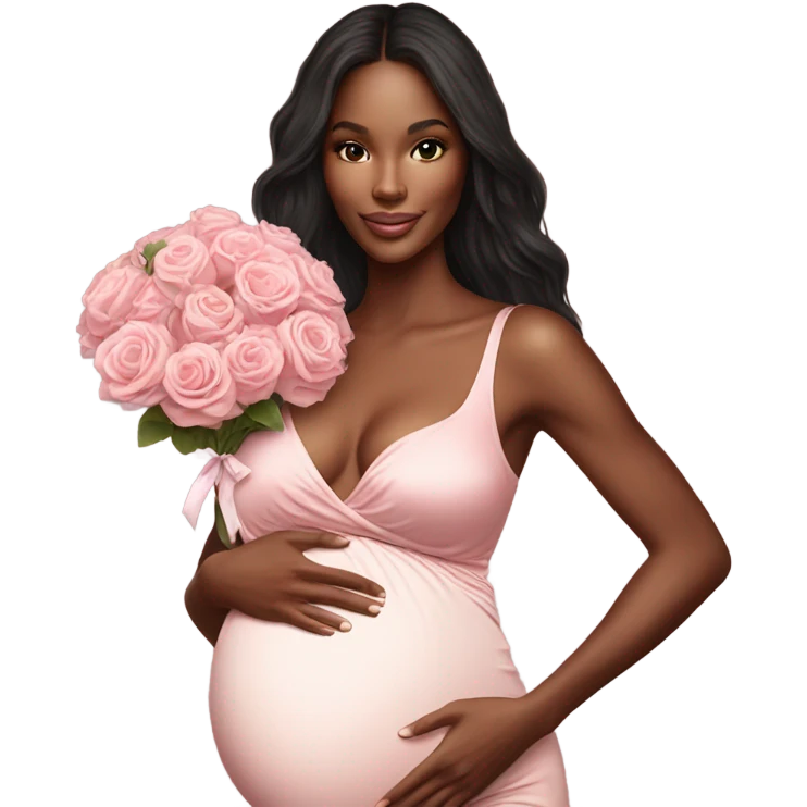 Photo of a Victoria secret model pregnant posing with flowers on a pregnancy shoot emoji