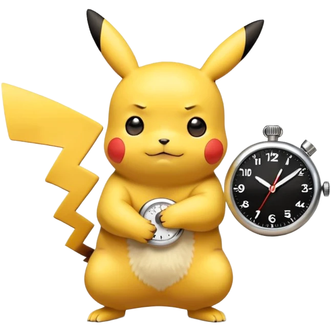 Pikachu tapping his watch emoji