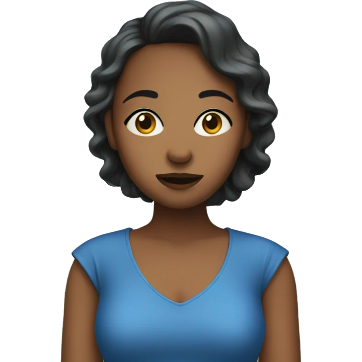 girl in blue dress outdoors mouth closed  emoji