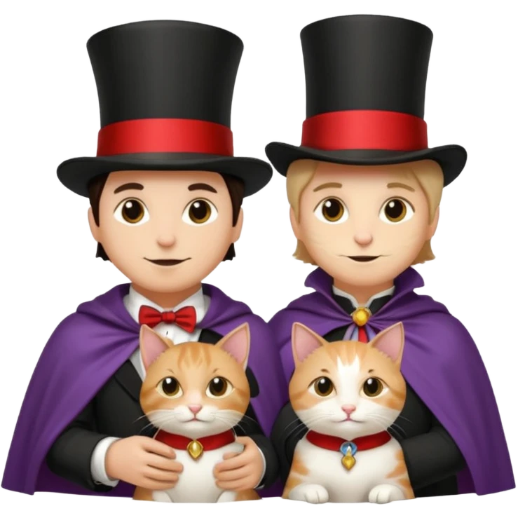 magician couple and their pet cat emoji