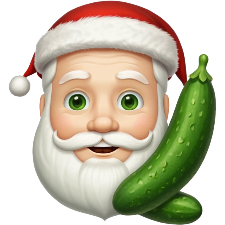santa with cucumbers on eyes emoji