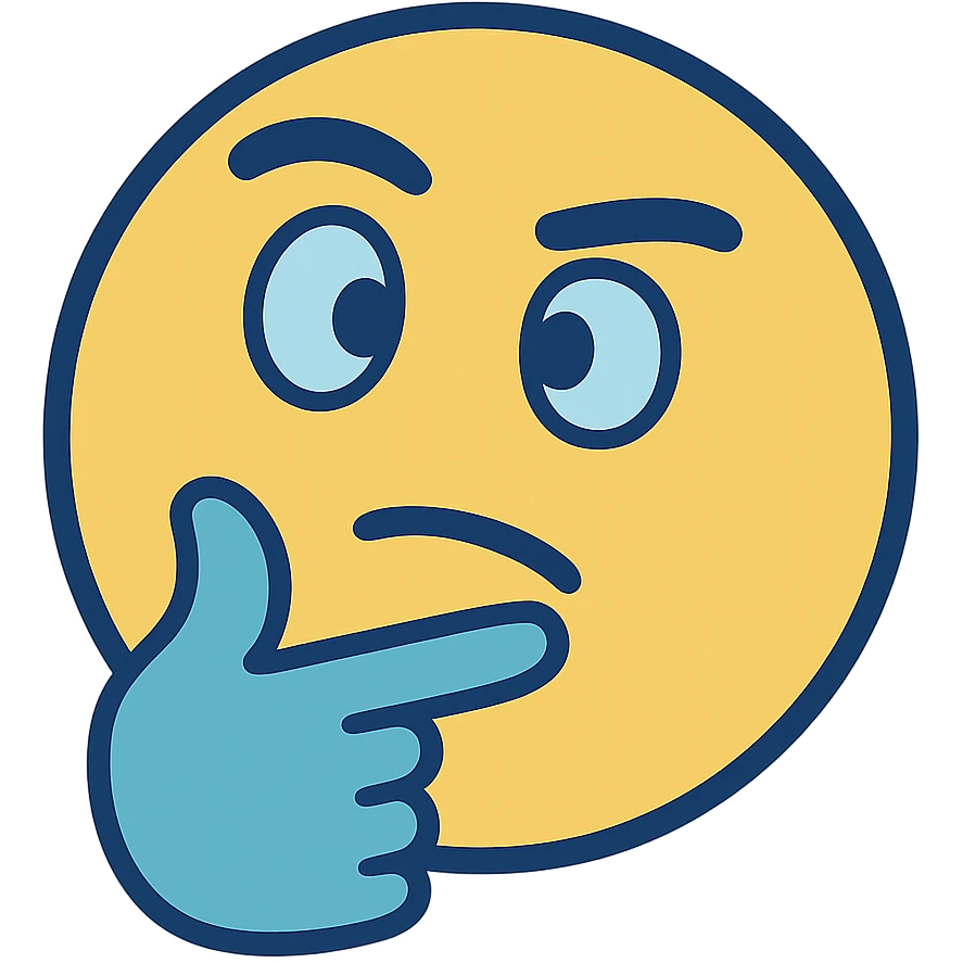 thinking emoji icon in flat-toon style, using primary colors #EDF6FE, #69CEFF, #4858FF and secondary colors #5AEEFE, #465AFE, #D0F2E3, #ADE0FE emoji
