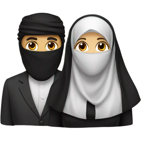 Niqabi women and husband  emoji