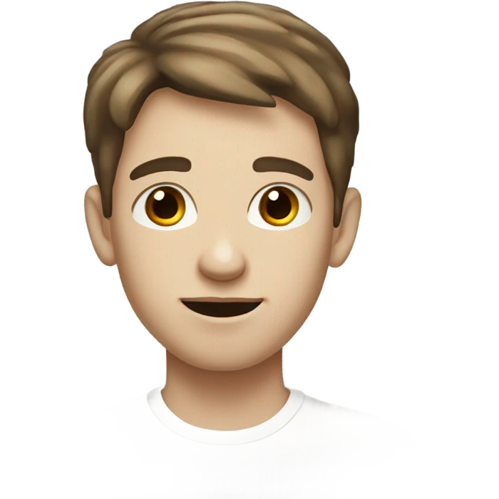 Small-eyed small-nosed young man with white skin and brown hair emoji