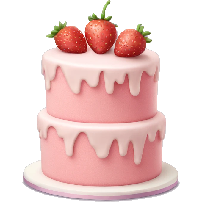 Light Pink strawberries and cream birthday cake  emoji