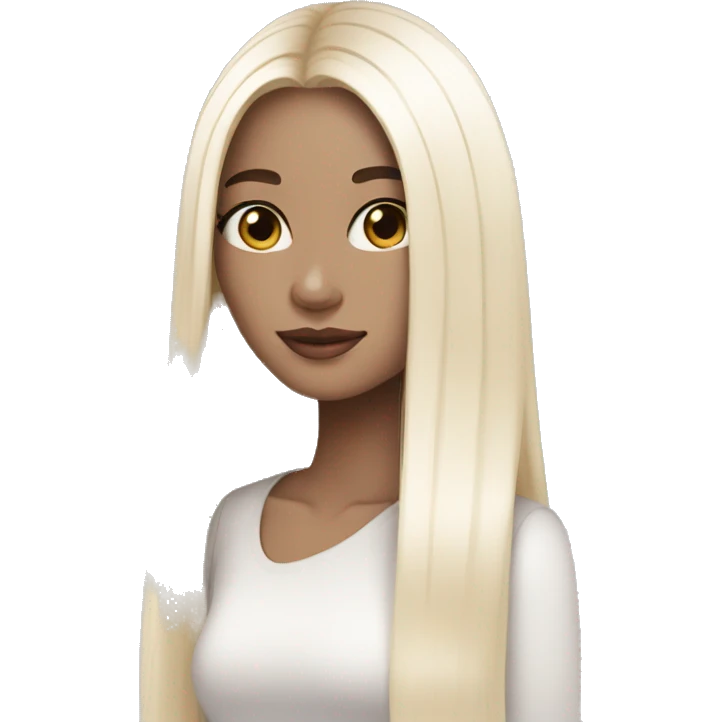 black hair white toned blush long straight hair emoji