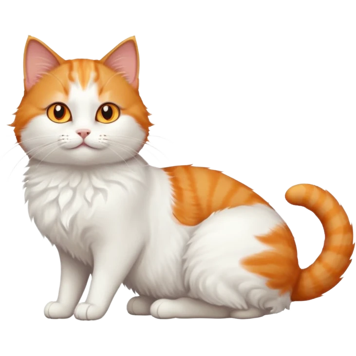 ginger and white cat with orange eyes doing a big extremely long stretch reaching up into the air with arms and legs side by side together straight and overextended whilst lying on its side emoji