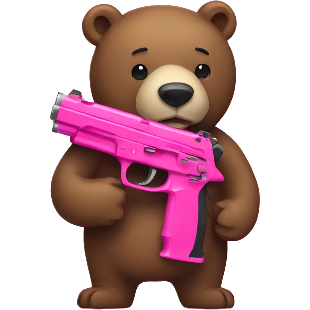 bear holding a pink gun emoji