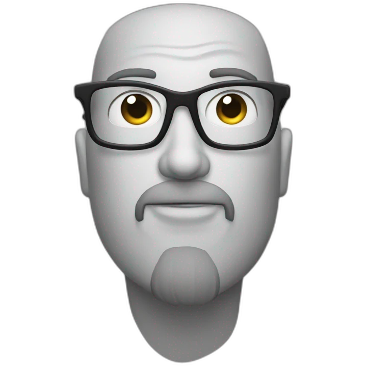 A man with a goatee, glasses, and forehead golfs emoji