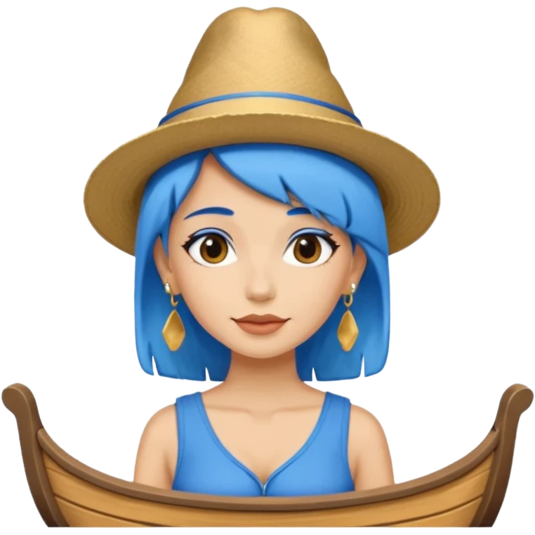 venice gondolier woman fat earring wearing blue hair emoji
