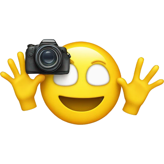 Yellow smile face, camera with hands emoji