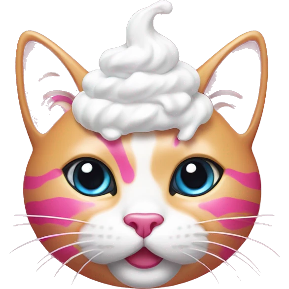 hot pink kitty cat with whipped cream on its head emoji