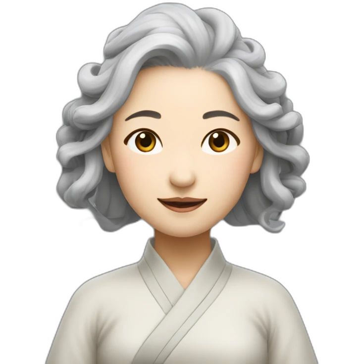 Chinese lady grey hair doing yuga movement emoji