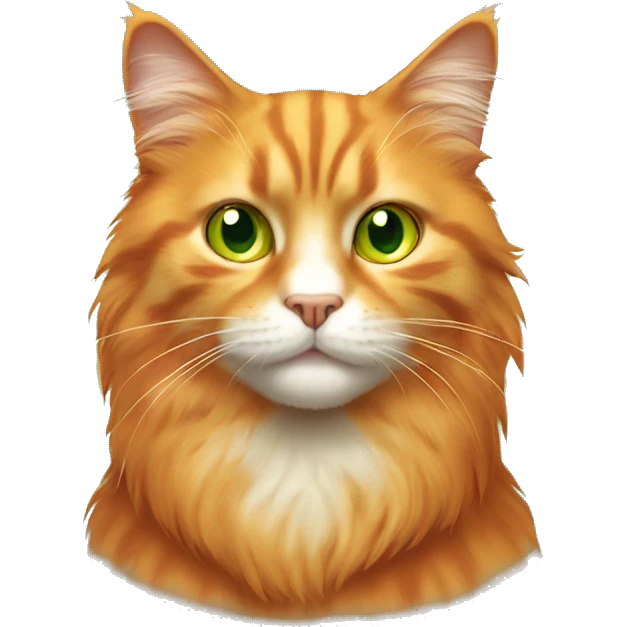 orange fluffy cat with yellow green eyes emoji