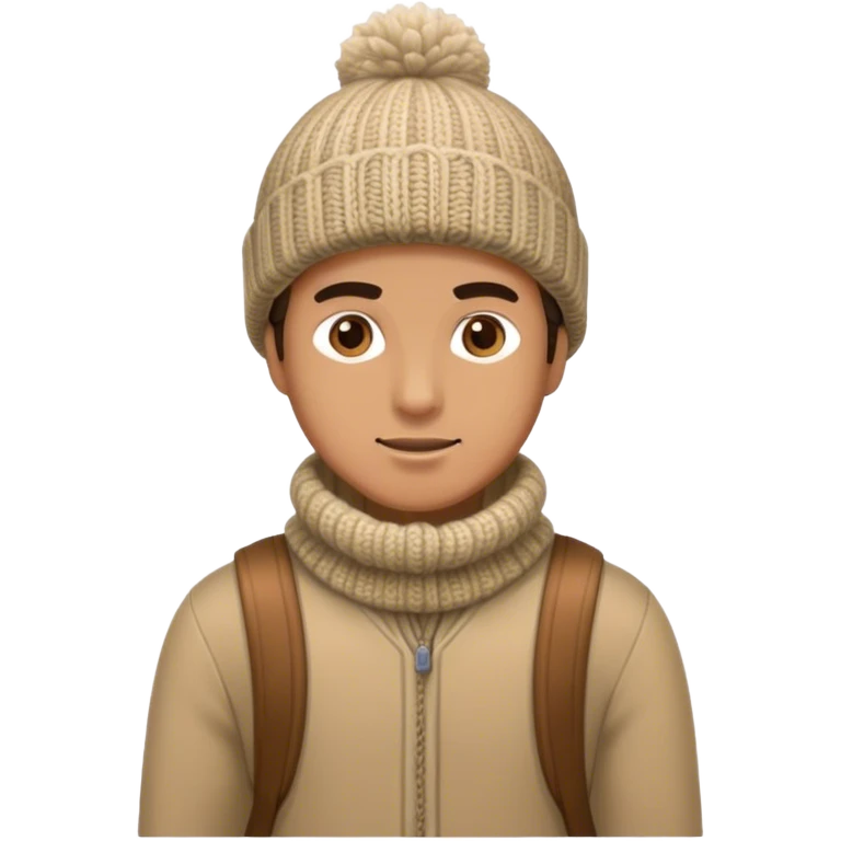 man in outdoor wither clothes and knited hat full scale standing emoji