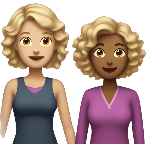 Mom with straight blonde hair and her adult daughter with curly brown hair emoji