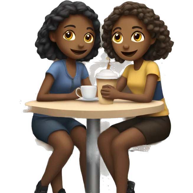 2 girls sitting in a cafe emoji