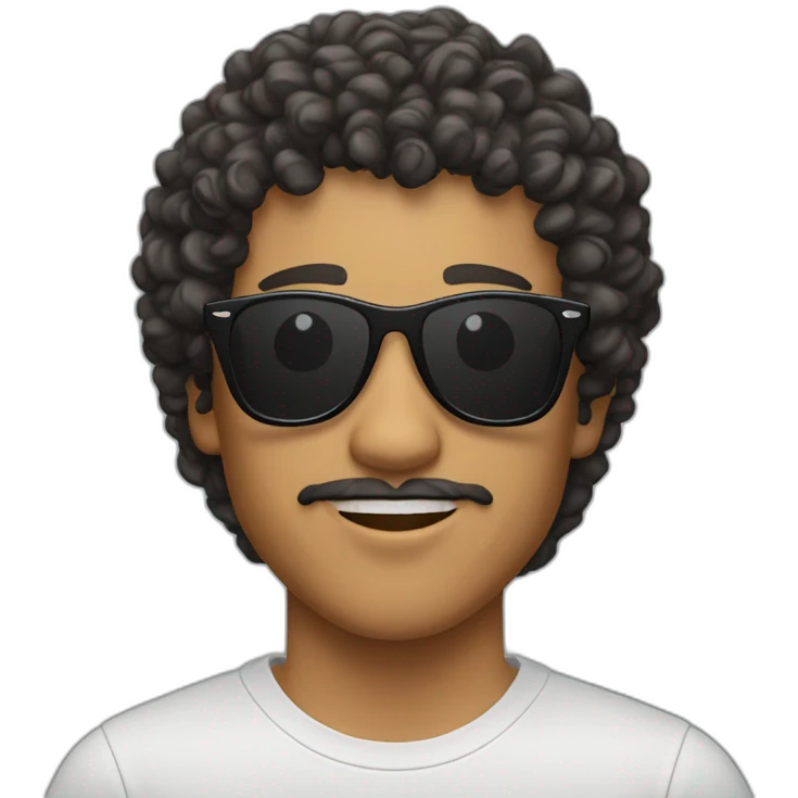 latin young man with curly hair and mullet trim and ray ban sunglass emoji