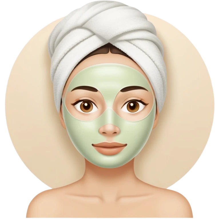 Lady with face cream pale olive mask spa beauty full face relaxing emoji