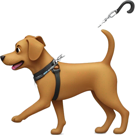Dog walking a human on a leash emoji