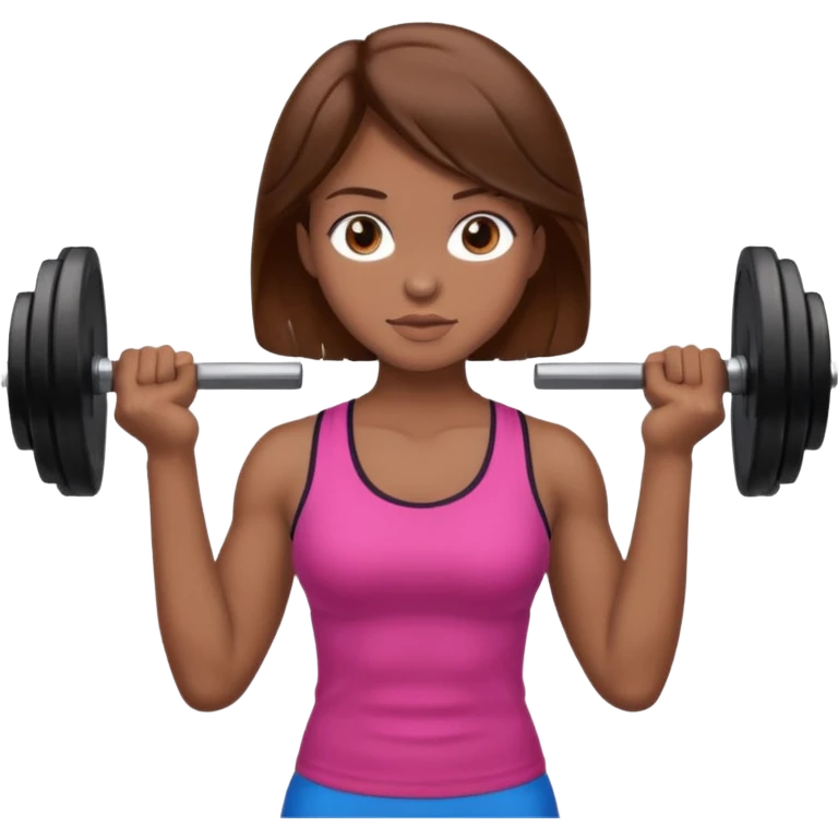 Chica pelo castaño con pesas emoji