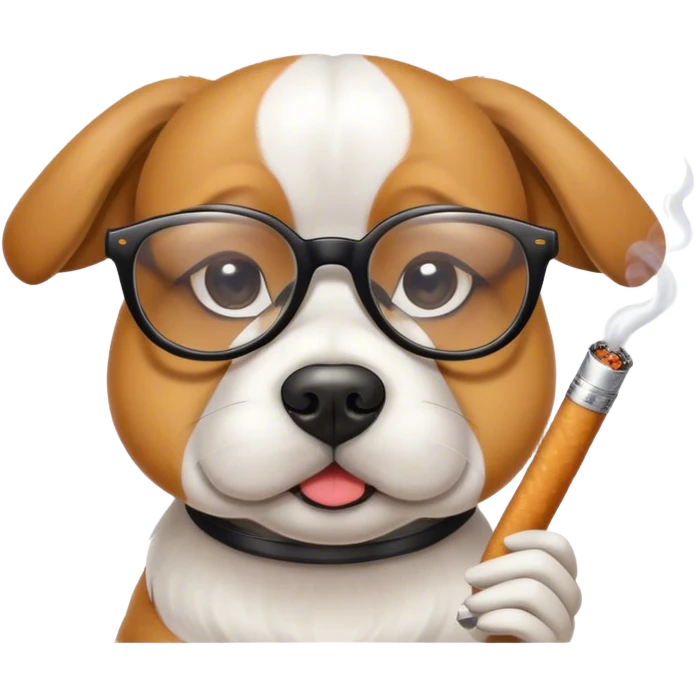 Dog with glasses smoking emoji