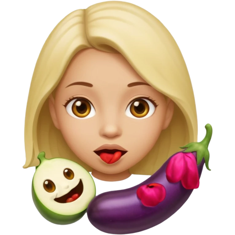 Girl with eggplant in her mouth emoji