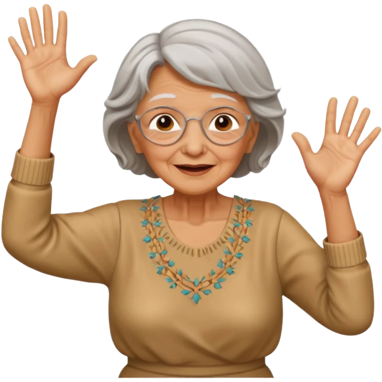 Old lady hands up raise the roof dancing  like she doesn’t care  emoji
