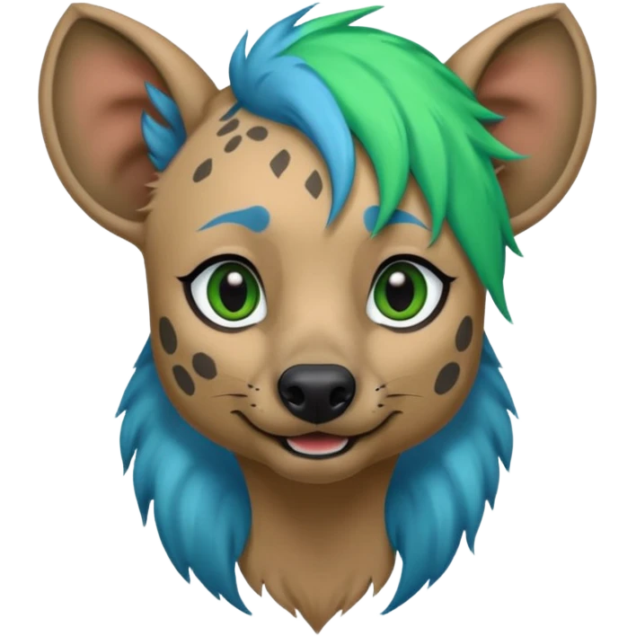 hyena with feminine  blue and green hair emoji