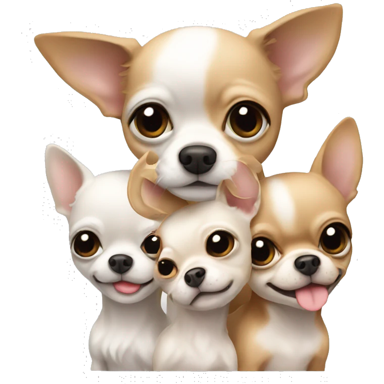 Three Chihuahuas white and beige cuddling  emoji
