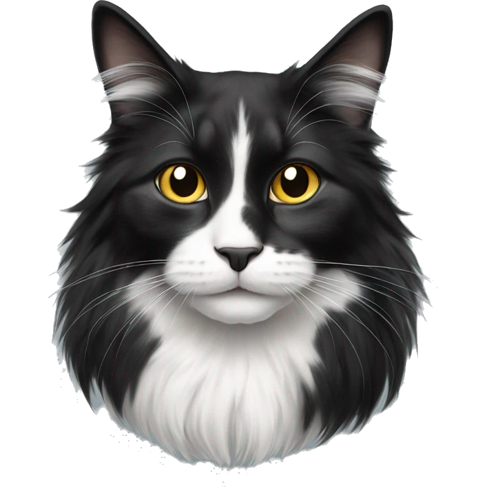 black-and-white cat domestic long-haired emoji