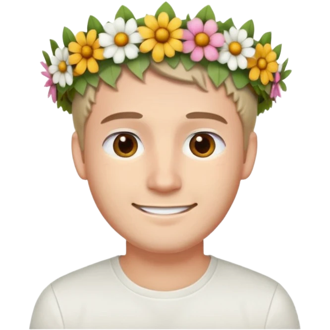 Man with flower crown and white shirt emoji
