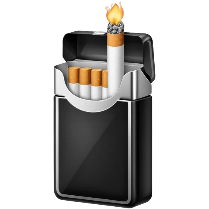 Minimalistic cigarette pack emoji, metallic black and white emoji