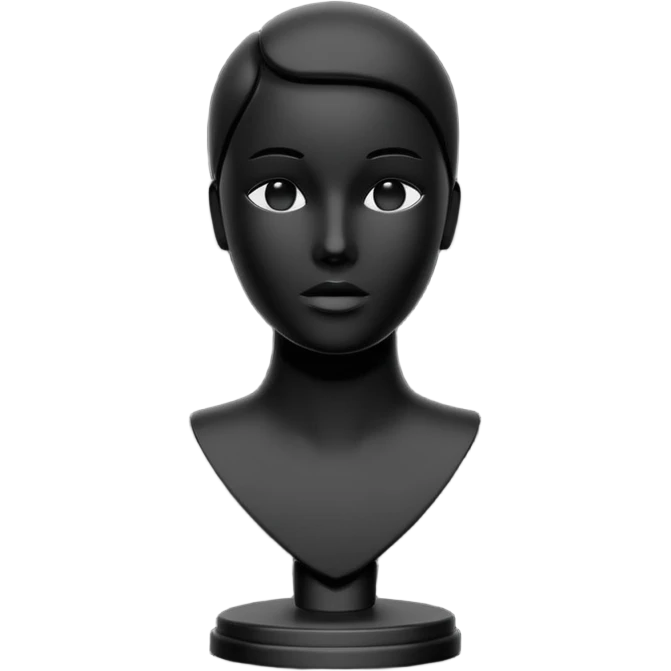 Minimalistic flat vector icon, iOS style, thin black contour on white background. Matte black mannequin in front of in 3D monochrome style. emoji