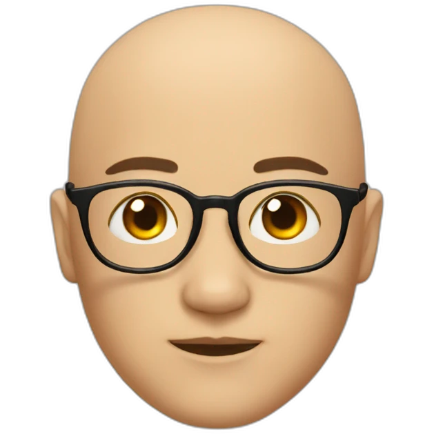 Bald, round glasses, Japanese, 40, fox eyes. emoji