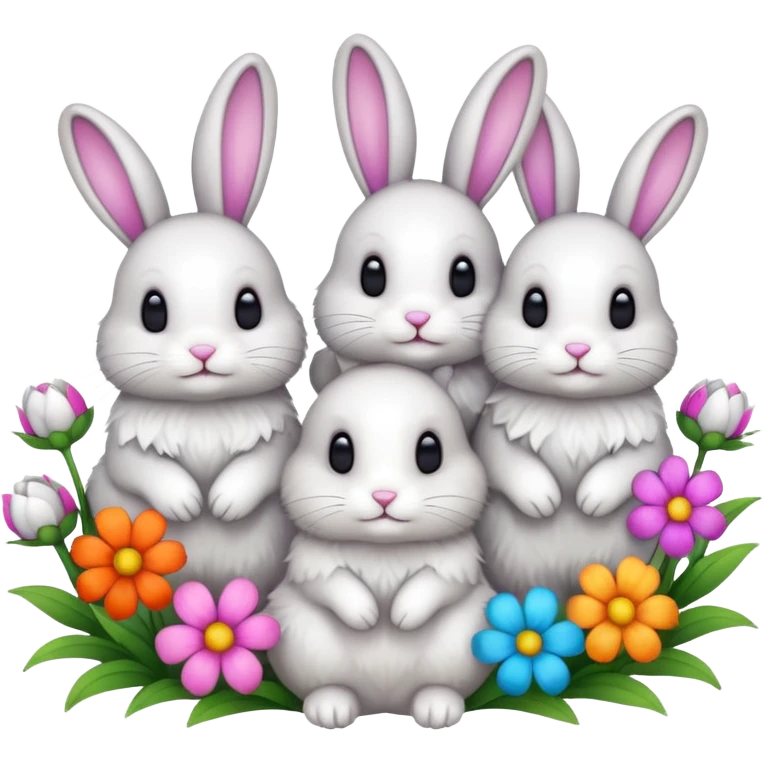 зайщики  з квітами emoji