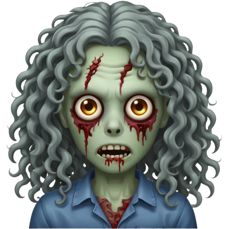 long curly haired zombie emoji