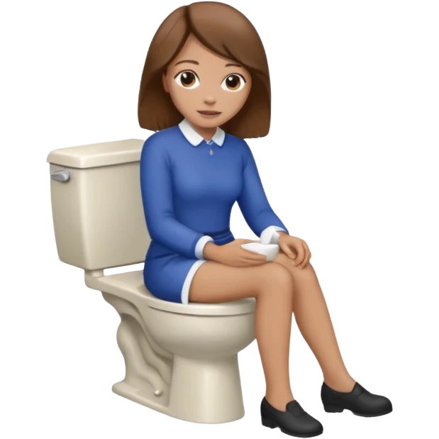 emoji femme brune peau claire sur des toilettes emoji